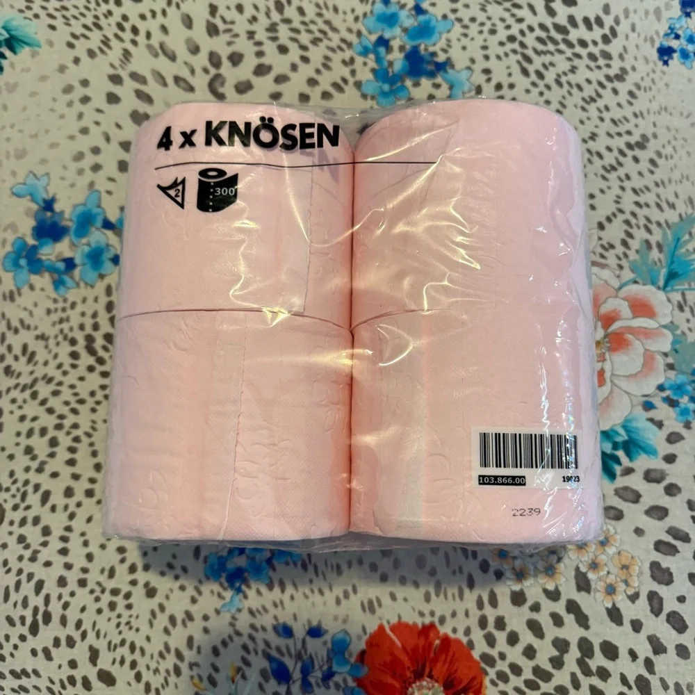 IKEA 4 Pack of Beautiful Pink Toilet Paper NOW DISCONTINUED New